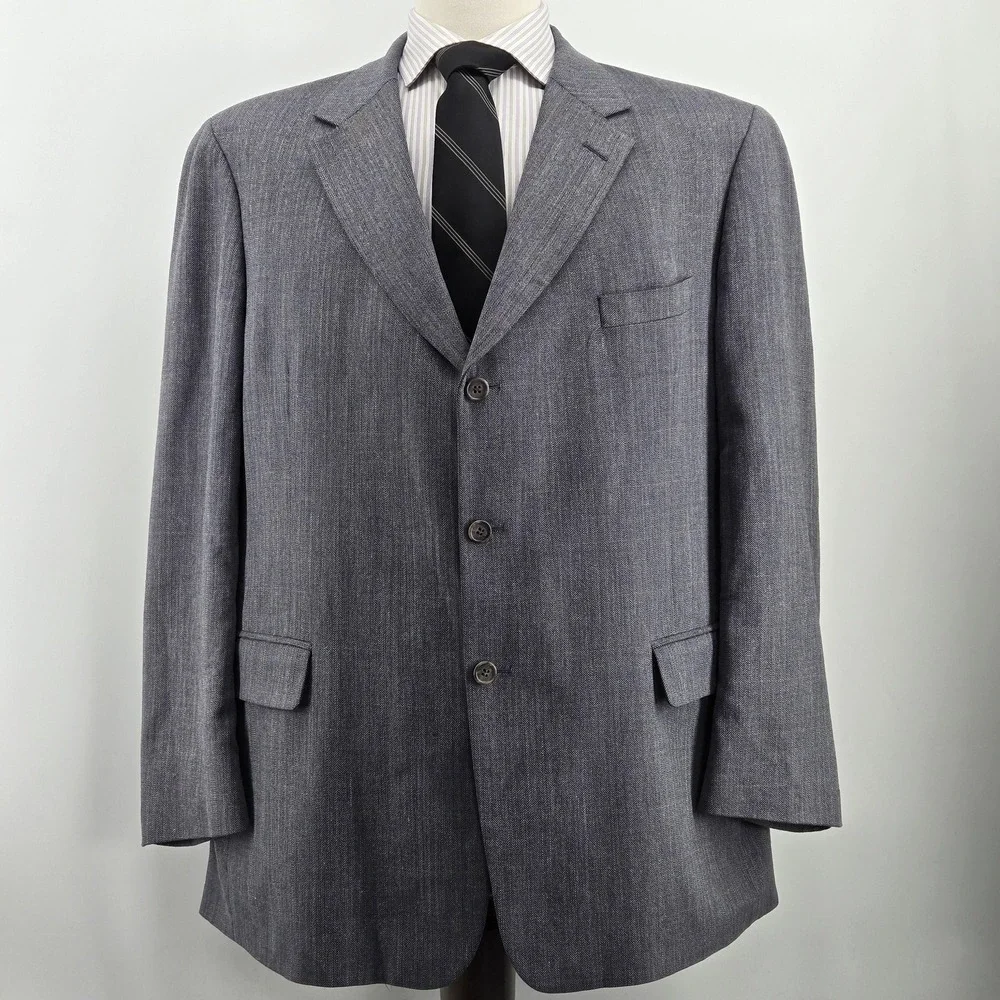 Brooks Brothers Suit Jacket Mens 44 Gray Herringbone Tweed 3 Button USA